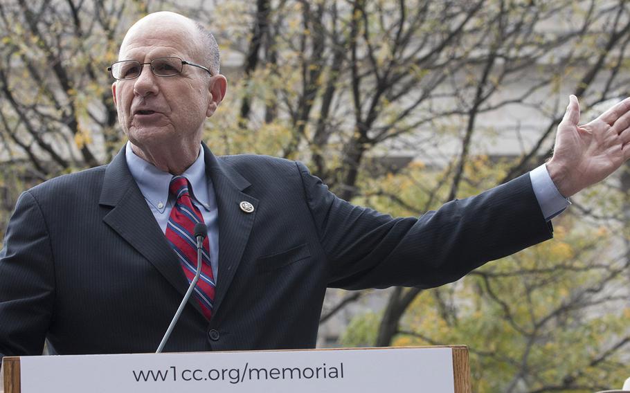 Rep. Ted Poe, R-Texas, speaks at the groundbreaking ceremony for the National World War I Memorial at Pershing Park in Washington, D.C., Nov. 9, 2017.