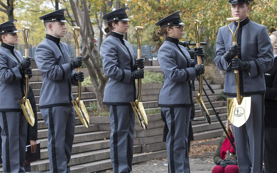 The groundbreaking ceremony for the National World War I Memorial at Pershing Park in Washington, D.C., Nov. 9, 2017.