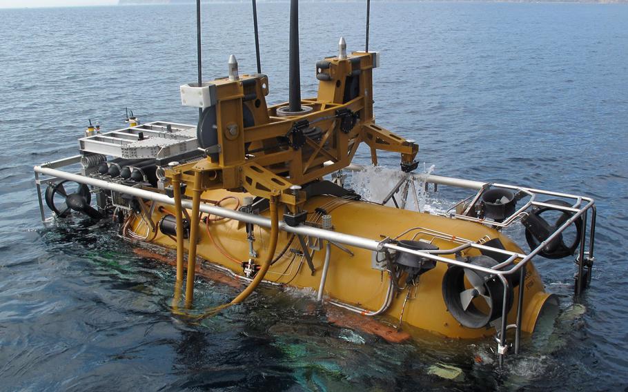 This 2015 file photo shows the Pressurized Rescue Module (PRM-1) Falcon, part of the submarine rescue diving and recompression system.