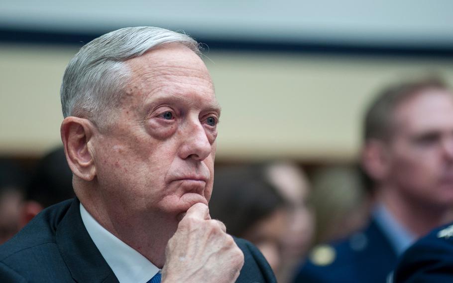Secretary of Defense Jim Mattis listens to comments during a House Committee on Armed Services hearing on Capitol Hill in Washington, D.C., on Tuesday, Feb. 6, 2018. Mattis said that a $659 billion proposal to fund the military through the end of the fiscal year would allow the Pentagon to achieve its goals for FY 2018.