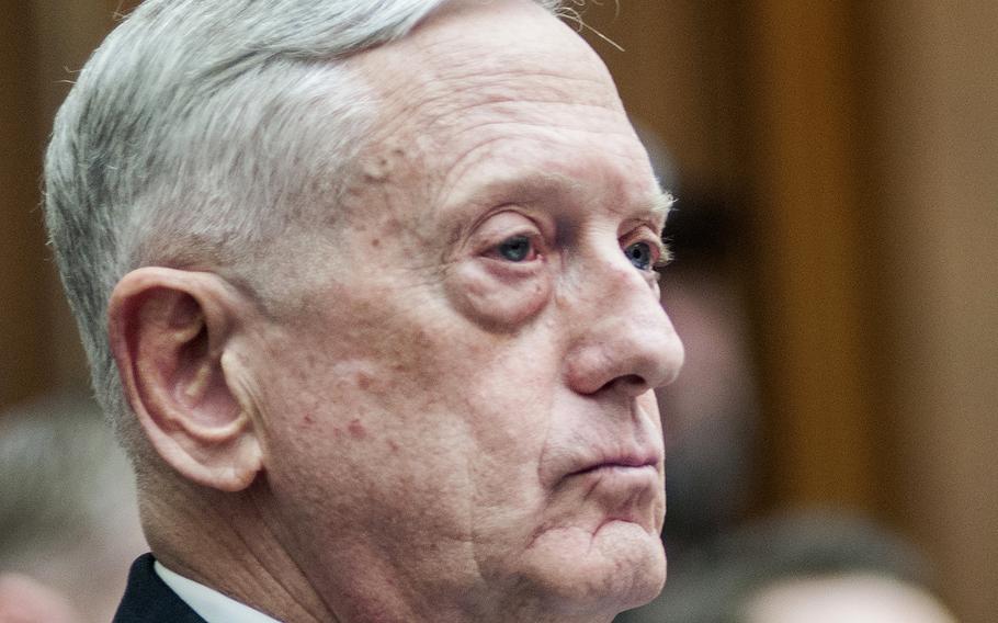 Secretary of Defense Jim Mattis attends a hearing on Capitol Hill in Washington, D.C., on Feb. 6, 2018. While on a flight from Europe on Feb. 17, Mattis noted that too many srevicemembers are deploying too often because others cannot. That’s not fair to able-bodied members or to their families, he said, adding “The bottom line is we expect everyone to carry their share of the load."