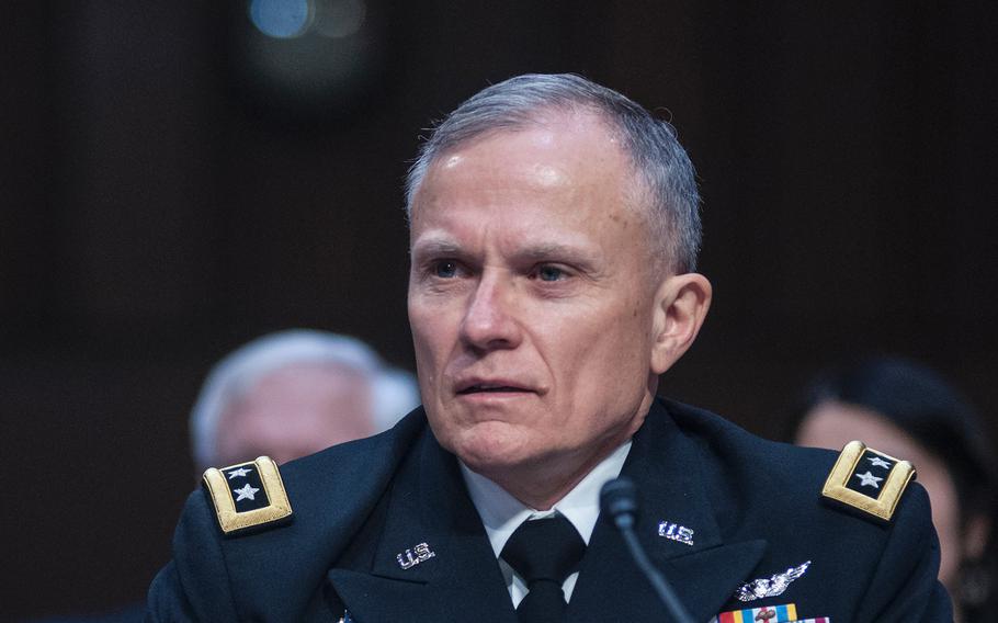 Defense Intelligence Agency Director Lt. Gen. Robert Ashley testifies before the Senate Armed Services Committee during a hearing Tuesday, March 6, 2018, on Capitol Hill in Washington, D.C. 