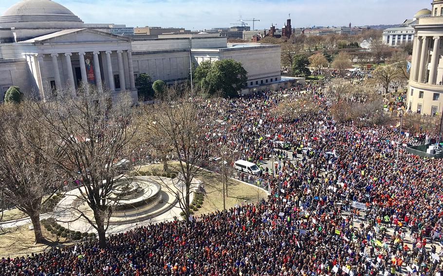 A view from the roof of the Newseum during the March for Life in Washington, D.C. on March 24, 2018.