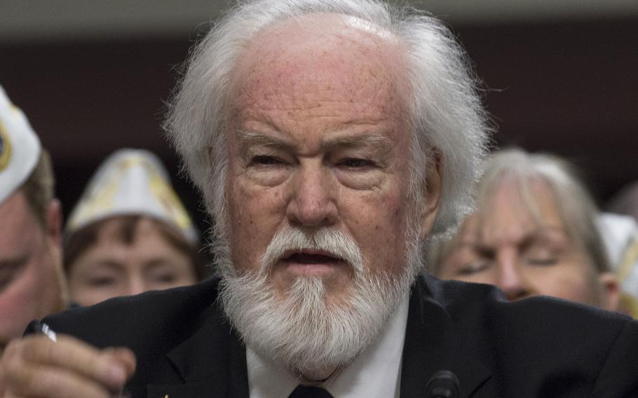 John Rowan of Vietnam Veterans of America, shown here at a March, 2018 hearing, described Rear Adm. Ronny Jackson as an “unknown quantity.”