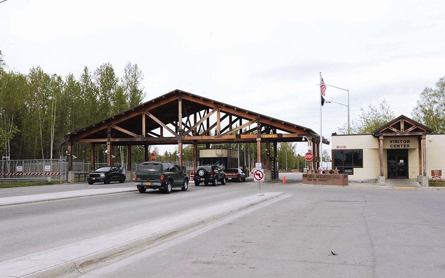 This undated photo shows the gate at Joint Base Elmendorf-Richardson.