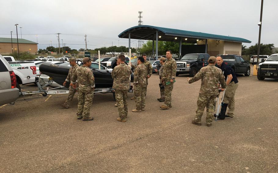 U.S. Border Patrol agents from the Laredo Sector Mobile Response Team prepare to leave for North Carolina, ahead of Hurricane Florence, to help with law enforcement and urban search and rescue efforts.