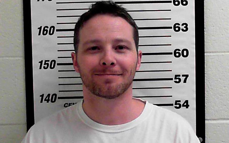 This undated photo released by Davis County Sheriff's Office shows William Clyde Allen III. Allen, 39, a U.S. Navy veteran in Utah was arrested Wednesday, Oct. 3, 2018, in connection with suspicious envelopes that were sent to President Donald Trump and top military chiefs.
