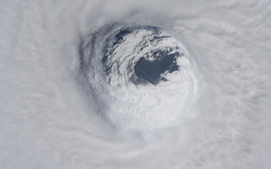 The eye of Hurricane Michael, as seen from the International Space Station on Wednesday, Oct. 10, 2018.