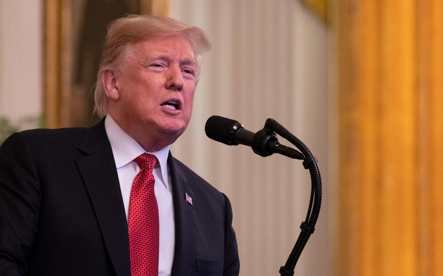 President Donald Trump speaks at the White House on Oct. 17, 2018.