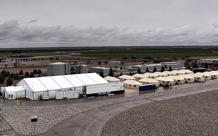 The shelter used to house unaccompanied migrant children in Tornillo, Texas, is seen in an undated photo. 