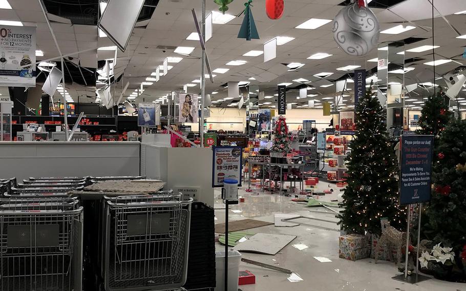 Damage to the base exchange at Joint Base Elmendorf-Richardson is seen after a massive earthquake on Friday, Nov. 30, 2018.