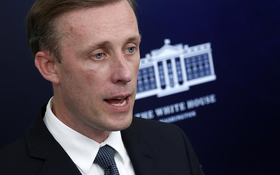 White House National Security Advisor Jake Sullivan talks to reporters during the daily news conference in the Brady Press Briefing Room at the White House on July 11, 2022, in Washington, D.C. 