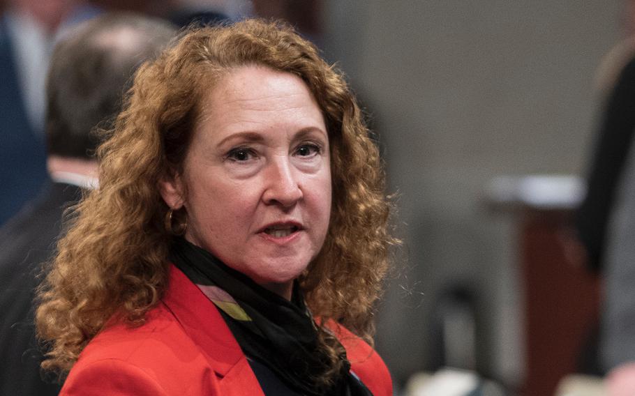 U.S. Rep. Elizabeth Esty, D-Conn., arrives for a hearing on Capitol Hill in Washington on Wednesday, Dec. 19, 2018.