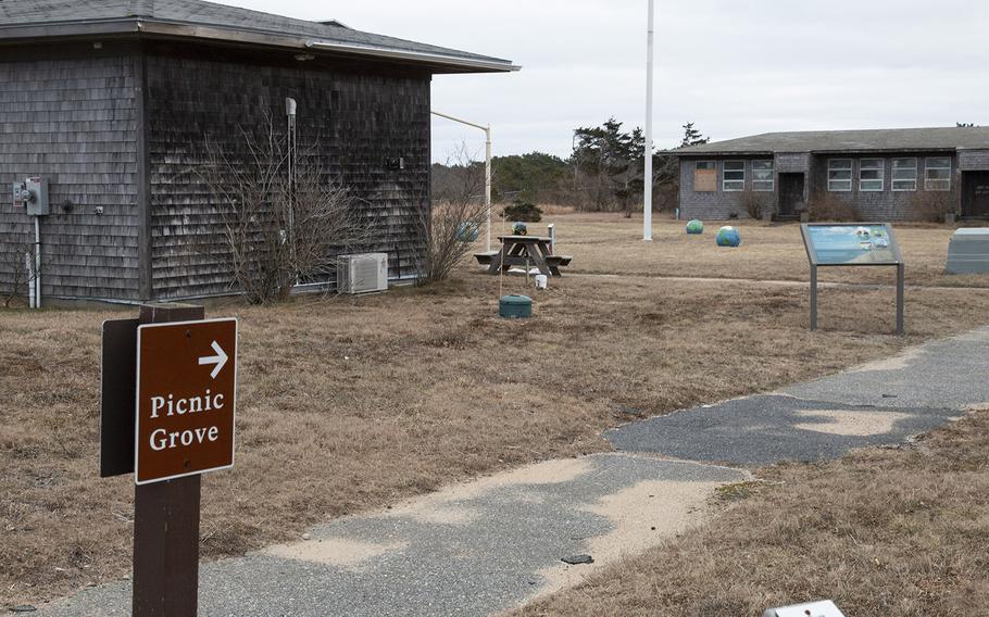 Signs of new life at the former North Truro Air Force Station on Cape Cod, in January, 2019.