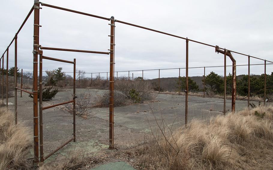 Abandoned basketball courts at the former North Truro Air Force Station on Cape Cod, in January, 2019.