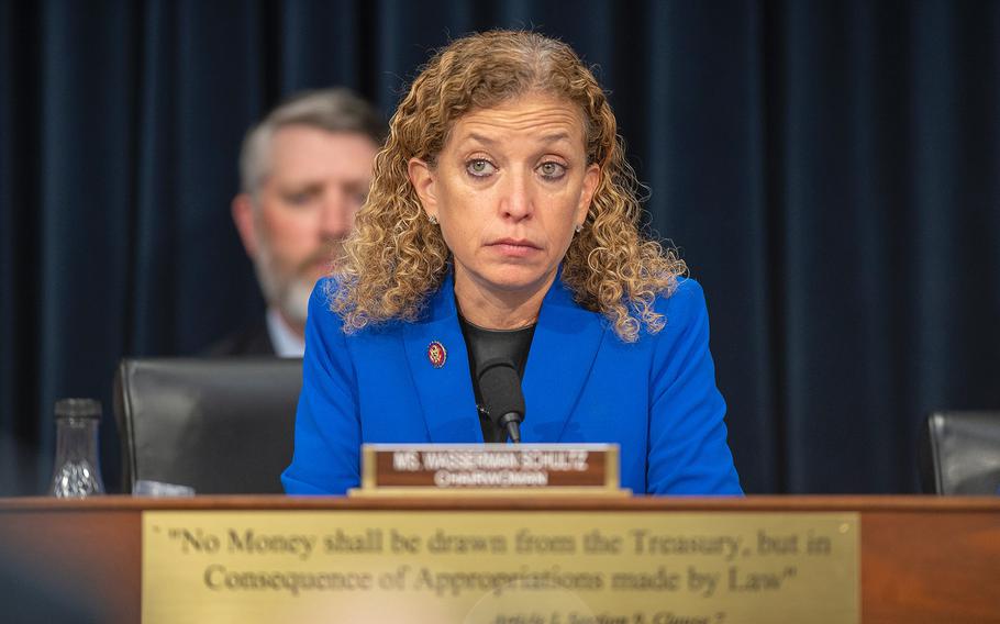 U.S. Rep. Debbie Wasserman Schultz, D-Fla., asks questions during a hearing on Capitol Hill in Washington on Wednesday, Feb. 27, 2019.