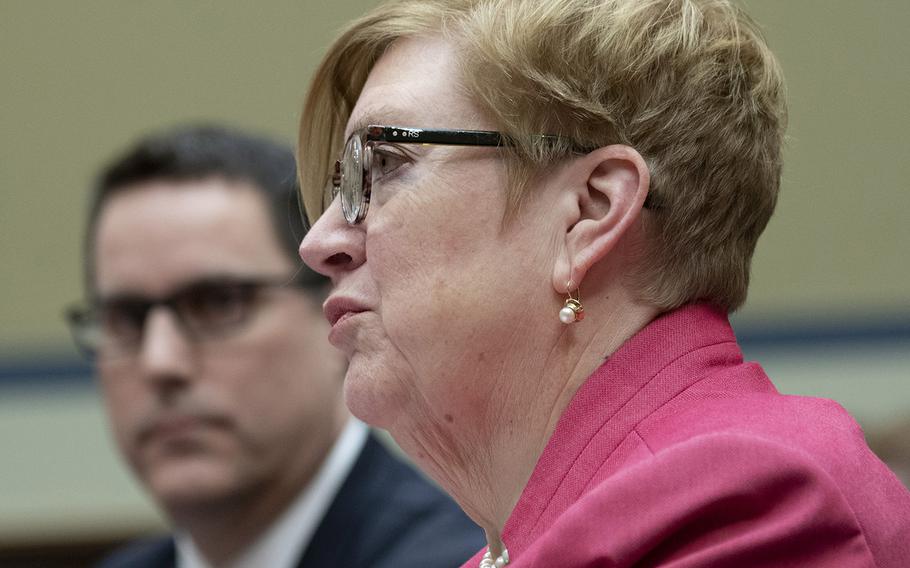 Deputy Assistant Secretary of Defense for Environment Maureen Sullivan testifies at a House Oversight and Reform Committee hearing on PFAS chemicals and their risks, March 6, 2019 on Capitol Hill.