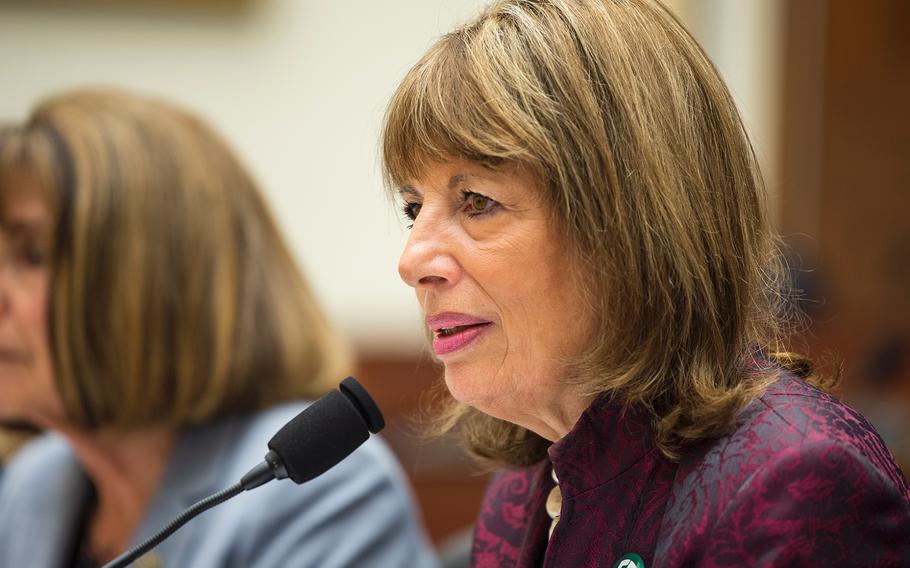 Chairwoman of the House Armed Services' Military Personnel Subcommittee U.S. Rep Jackie Speier, D-Calif., addresses the Feres Doctrine during her opening statement at a hearing on Capitol Hill in Washington on Tuesday, April 30, 2019.