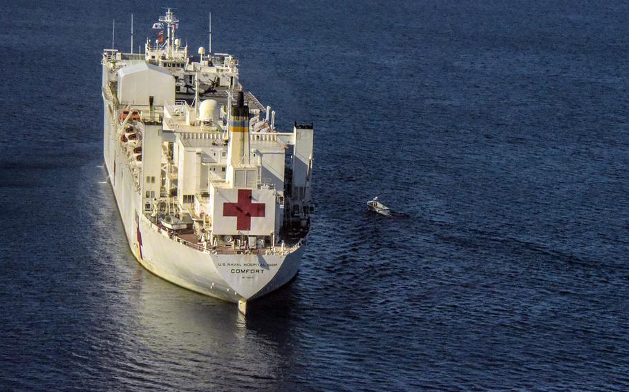 In a December, 2018 file photo, the USNS Comfort is seen off the coast of Honduras.