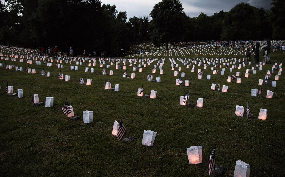 The 24th annual luminaria at Fredericksburg National Cemetery in Fredericksburg, Va., May 25, 2019.