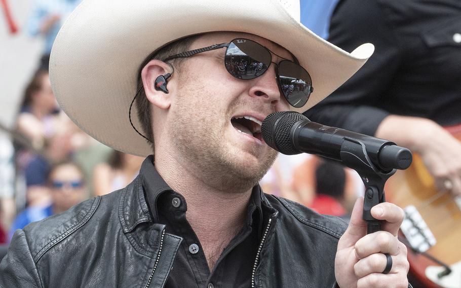 Singer Justin Moore performs at the National Memorial Day Parade in Washington, D.C., May 27, 2019.