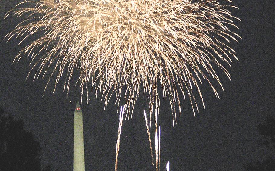 Fireworks light up the sky over the National Mall in Washington, D.C., during Independence Day festivities in 2005.