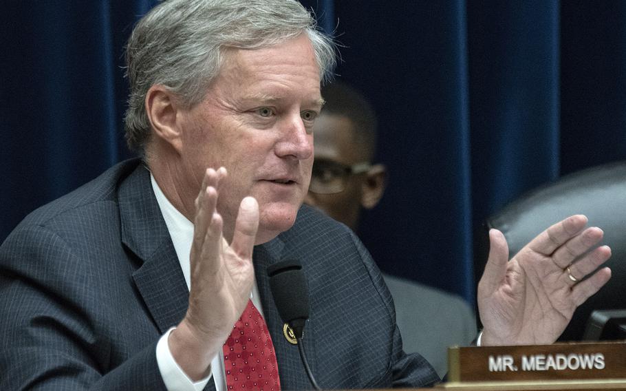 Rep. Mark Meadows, R-N.C., ranking member of the House Committee on Oversight and Reform's Government Operations subcommittee, speaks during a hearing on Capitol Hill, June 20, 2019.