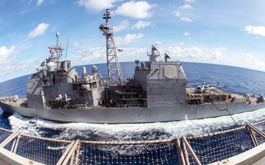 The guided-missile cruiser USS Chancellorsville, seen here in the Philippine Sea on June 30, 2018, is named after a Civil War battle that some historians consider a major Confederate victory.