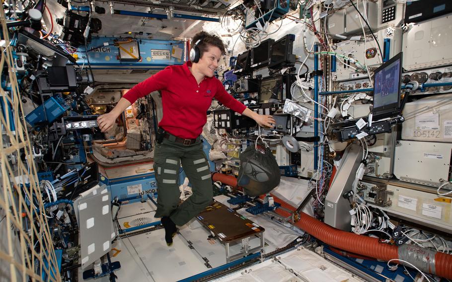 NASA flight engineer Anne McClain, an Army lieutenant colonel and one of 12 female astronauts eligible to fly to the moon, inside the U.S. Destiny laboratory module of the International Space Station in January 2019.