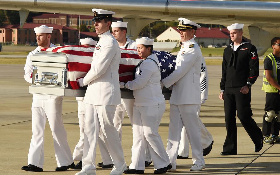 The remains of U.S. Navy WWII seaman Johnnie Cornelius Laurie returned home after recently being identified. He was killed on USS Oklahoma Dec. 7, 1941 during the attack on Pearl Harbor.