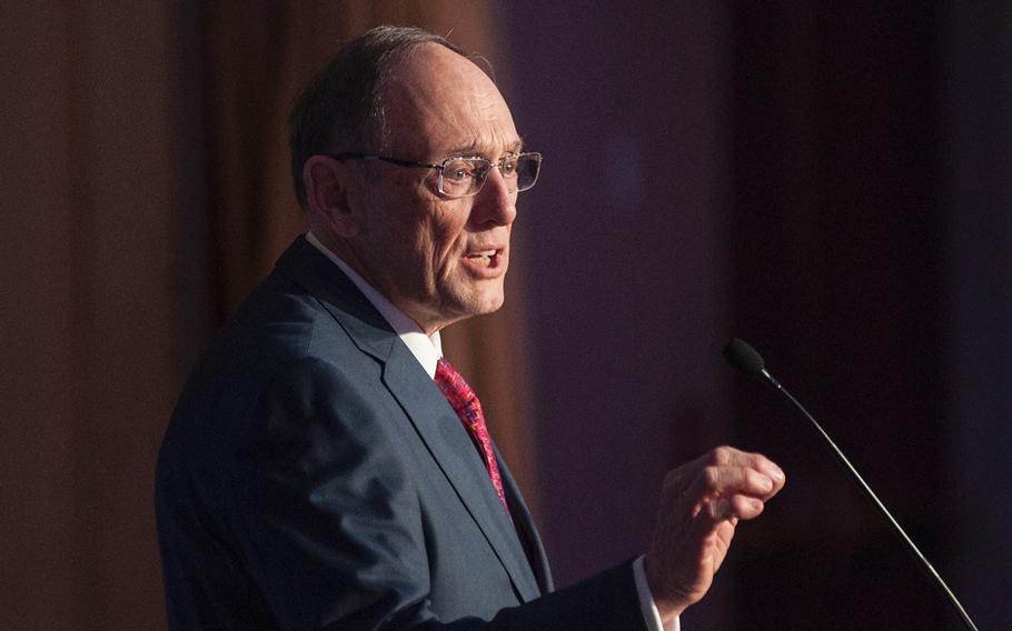 Then-Chairman of the House Committee on Veterans Affairs Rep Phil Roe, R-Tenn., speaks at a veterans event in Washington, D.C., on Feb. 27, 2018. After a contentious hearing on Tuesday, Oct. 29, 2019, Roe said he is now "embarrassed" to be on the committee, which formerly had been known for its bipartisan cooperation.