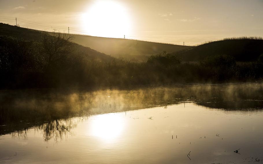 Plenty of water pooled into a field following heavy rainfall that struck Marine Corps Base Camp Pendleton, Calif., Feb. 15, 2019, but a new report says Pendleton is among the bases in danger of facing a drought.