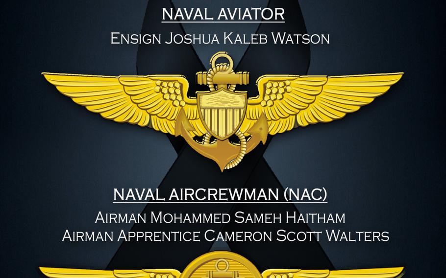 A graphic depiction of the Naval Aviator and Naval Aircrewman pins posthumously awarded, Dec. 10, 2019, by Acting Secretary of the Navy Thomas B. Modly to the victims of the Dec. 6 Naval Air Station Pensacola shooting. 