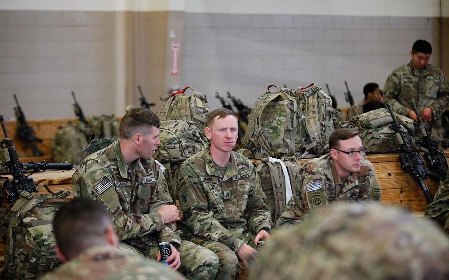 Paratroopers assigned to 1st Brigade Combat Team, 82nd Airborne Division load aircraft bound for the U.S. Central Command area of operations from Fort Bragg, N.C. on January 5, 2020. 