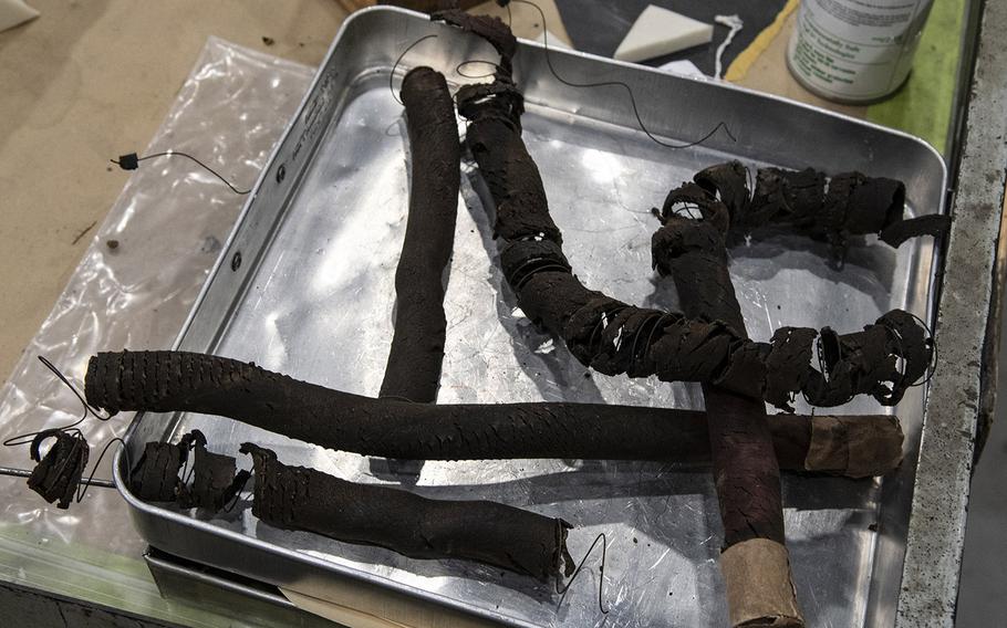 Parts from the Martin B-26B-25-MA Marauder "Flak-Bait," during restoration work at the Smithsonian's Udvar-Hazy Center in January, 2020.