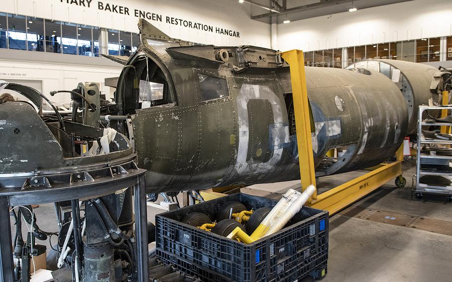 The Martin B-26B-25-MA Marauder "Flak-Bait," being restored at the Smithsonian's Udvar-Hazy Center in January, 2020.