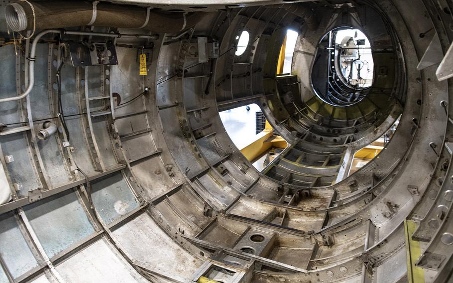 Inside the Martin B-26B-25-MA Marauder "Flak-Bait," being restored at the Smithsonian's Udvar-Hazy Center in January, 2020.