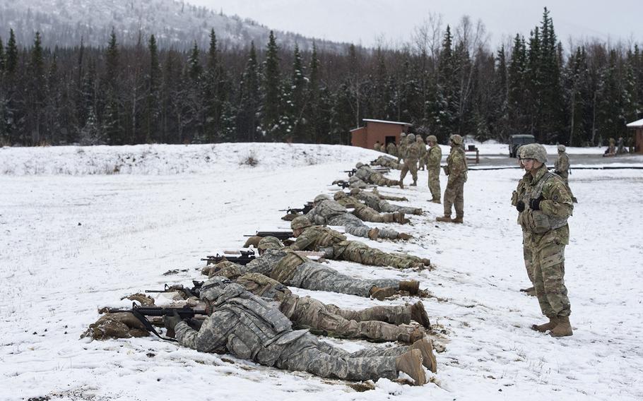 Soldiers with U.S. Army Alaska compete in the Best Warrior Competition at Joint Base Elmendorf-Richardson, Alaska, April 17, 2019.