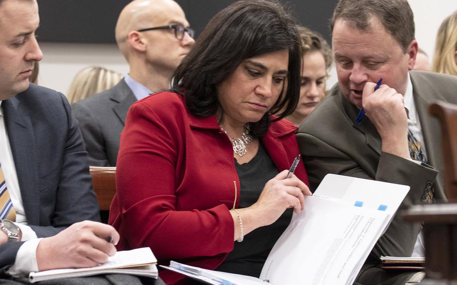 Jackie Nowicki, director of K-12 education for GAO, goes over her notes before testifying at a House hearing on the Exceptional Family Member Program, Feb. 5, 2020 on Capitol Hill.