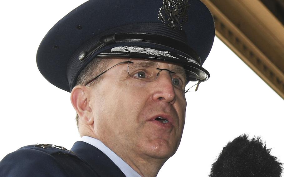 U.S. Air Force Lt. Gen. Jim Slife, commander of Air Force Special Operations Command, gives his official remarks during a medal-presentation ceremony at Hurlburt Field, Florida, Mar. 2, 2020.