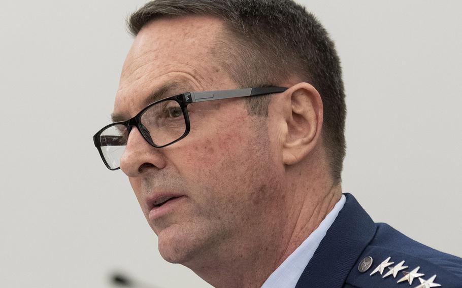 Gen. Joseph Lengyel, the top commander of the National Guard, makes his opening statement at a House Appropriations subcommittee hearing on Capitol Hill, March 3, 2020.