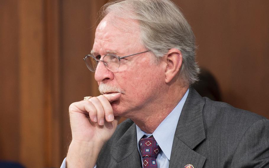 Rep. John Rutherford, R-Fla., listens to testimony during a House Appropriations Subcommittee on Veterans Affairs on Capitol Hill in Washington on Wednesday, March 11, 2020. Rutherford called PFAS firefighting foam contamination at military bases "another Agent Orange."