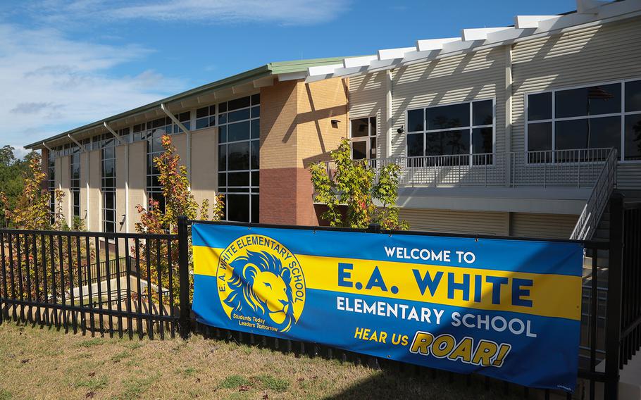 E. A. White Elementary School at Fort Benning, Ga., is seen in 2018. Schools at Fort Benning will be closed beginning Wednesday, March 18, 2020, due to the coronavirus pandemic.