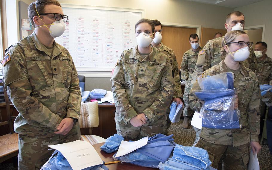 The Pennsylvania National Guard deployed a Joint Force Medical Strike Team to assist at a rehabilitation and nursing home in Delaware County starting April 18. The team consists of 12 Army National Guard medics from 2nd Squadron, 104th Cavalry Regiment and 6 nurses from the PA Air National Guard's, 193rd Det 1, from Ft. Indiantown Gap.