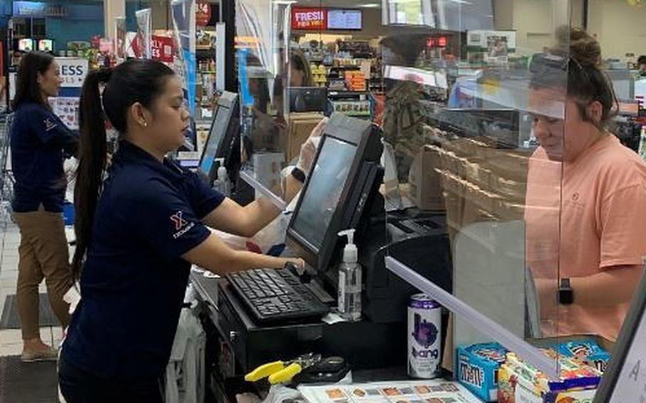 The Army & Air Force Exchange Service is installing plastic shields at cash registers in its stores, such as this one at Fort Hood, Texas, to protect customers and associates from COVID-19.