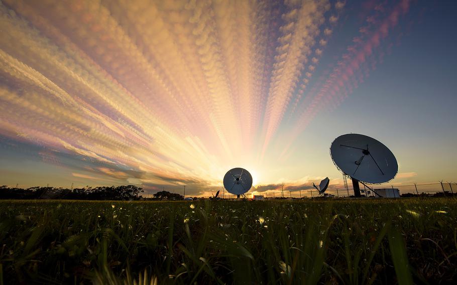 The park on Cape Canaveral, Fla. showcases several pieces of equipment that were monumental to the development of Air Force Space Command. Here, 216 photos captured over a 90 minute period are layered over one another, making the star trails come to life.