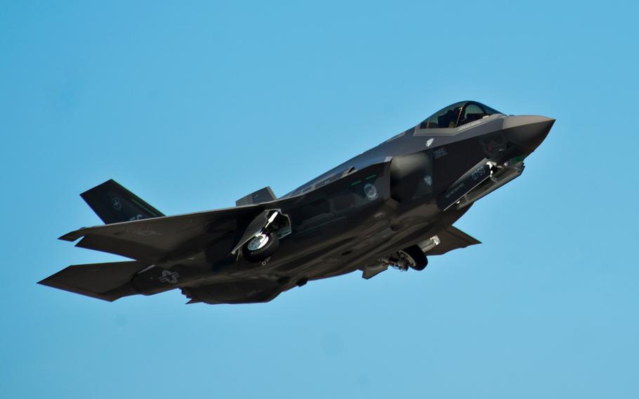 The F-35A Lightning II joint strike fighter lifts off for its first training sortie March 6, 2020, at Eglin Air Force Base, Fla.