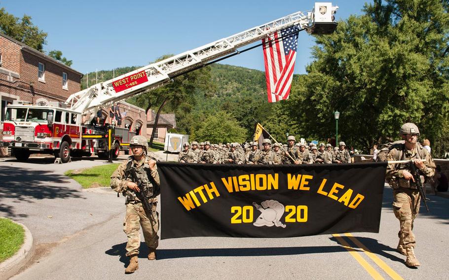 Class of 2020 cadets from the U.S. Military Academy at West Point, N.Y. completed a 12-mile road march from Camp Buckner on Aug. 8, 2016. The March Back marked the new cadets’ final challenge of Cadet Basic Training.