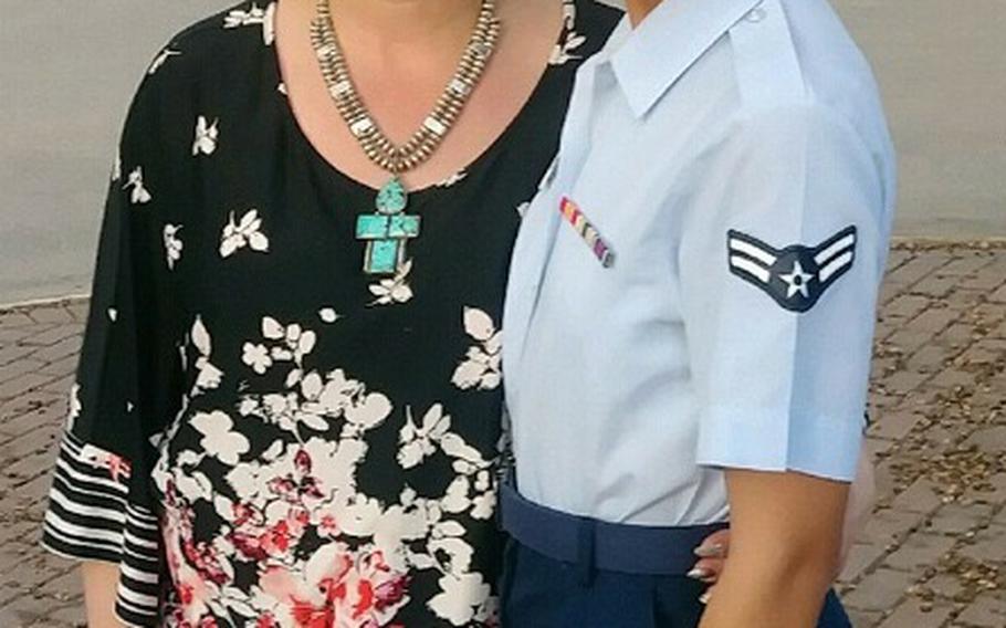 Airman 1st Class Natasha Aposhian and her mother, Megan Aposhian. The airman was shot and killed by another airman in a dormitory at Grand Forks Air Force Base, N.D., on June 1. Though few details have been released by the Air Force, the airman’s parents believe it was domestic violence.
