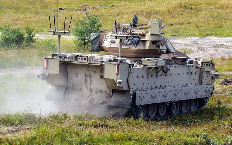 A Modified Bradley Fighting Vehicle, being tested by soldiers at Fort Carson, Colo.